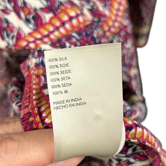 Maeve by Anthropologie Lilyana Tiered Silk 3/4 Sleeve Tunic Blouse Womens Large - Picture 6 of 7